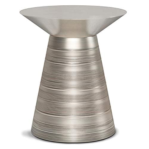 Image of SIMPLIHOME Sheridan Industrial 18 Inch Wide Metal Accent Side Table in Antique Silver, Fully Assembled, For the Living Room and Bedroom