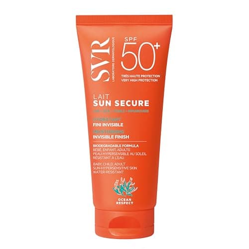 Image of SVR SUN SECURE Face & Body Sunscreen SPF 50+ Milk for All Skin Types, Very High UVA/UVB Factor 50 Sun Cream, Non-Greasy, Reef-Safe, All Ages, 100ml