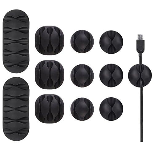 Image of U-horizon12 Pack Durable Cable Clips, Long Lasting Cable Organiser, Cord Management System, Desktop Wire Holder&Hider with Strong Self-Adhesive for Computer or Mouse Cord, Home Office