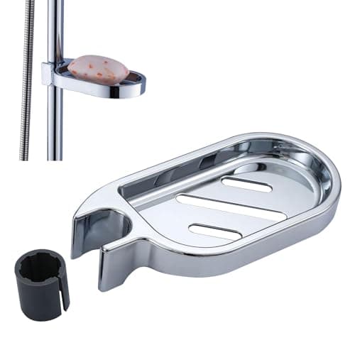 Image of Soap Dish for Shower, Clip on Adjustable Shower Soap Holder, Soap Dish Rustproof and Waterproof (Silver)