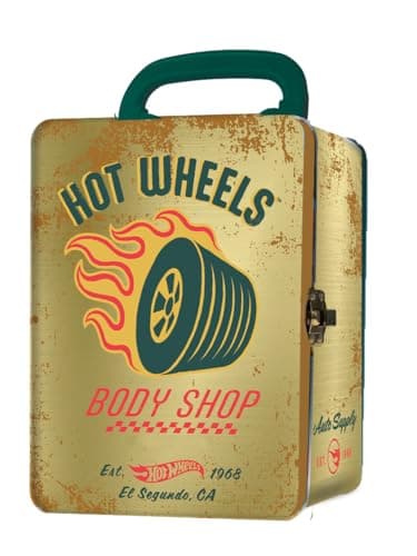 Image of Hot Wheels Vintage 1:64 Scale cars Metal Car Carry Case I 18 Toy Storage & Organiser Gift for Collectors Kids Ages 3 Years Old Up 3D HW Race lid design (Cars not included)