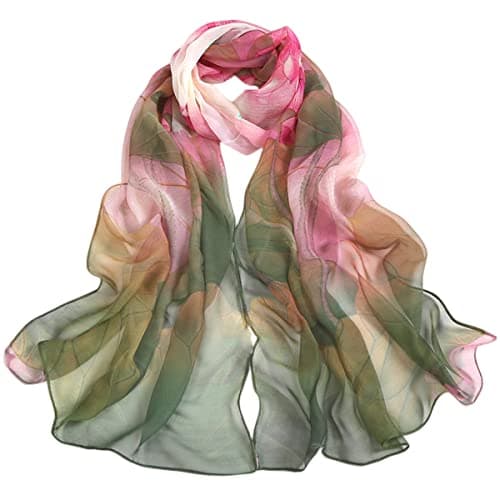 Image of FAIRYGATE Women's Scarves & Wraps Ladies Chiffon Floral Printed Fashion Soft Long Silk Scarf Sheer Shawl for Teen Girls Mum's Gift 160cmx50cm 38005