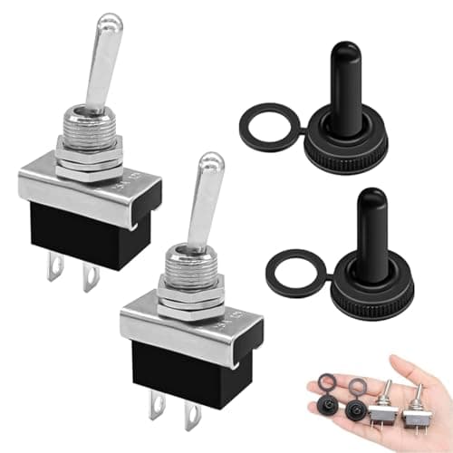 Image of KN3(D)-101 25A Metal Toggle Switch, 12V 2 Pin ON/OFF SPST with Waterproof Rubber Cover (2 Pcs) Upgraded Automotive Rocker Switch for Dash Light Control in Cars, Trucks, Boats & Marine Electronics