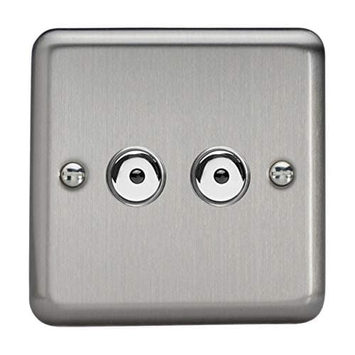 Image of Varilight IJSI102 Matt Chrome Classic V-Pro IR 2 Gang 2 x 100W LED Multi-Way Remote/Touch Control Dimmer Master Unit,86x86x30mm