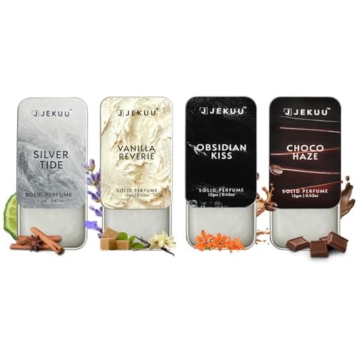 Image of JEKUU Solid Perfume (Pack of 4)12g | Fresh, Sweet and Creamy, Modern addictive aroma, Creamy Chocolate | Long Lasting, Alcohol-Free, Pocket Perfume, Travel-Friendly, Luxury Fragrance