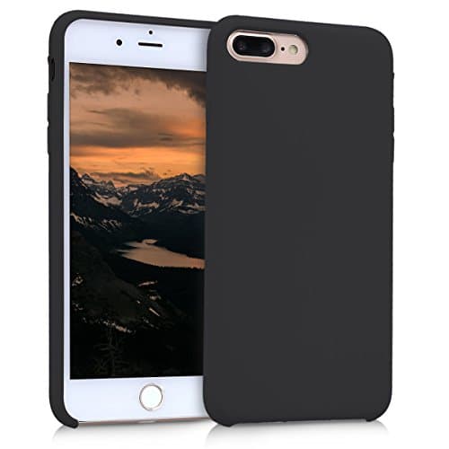 Image of kwmobile Case for Apple iPhone 7 Plus/iPhone 8 Plus Case - Soft Cover - Shockproof Silicone - Wireless Charging Black Matte