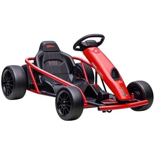 Image of HOMCOM 24V Electric Go Kart for Kids, Ride-On Racing Go Kart with Drift Mode, Slow Start, Music, Horn Honking and Seat Belt, Max Speed 16km/h, for 8-12 Years Old, Red