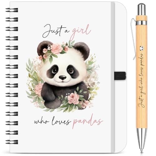 Image of Sinmoe 2 Pcs Panda Gifts Set for Women Panda Lovers Includes Just a Girl Who Loves Pandas Notebooks & Pandas Bamboo Pen Animal Lovers Birthday Stationery Gift for Girls Friends BFF Besties Office Home