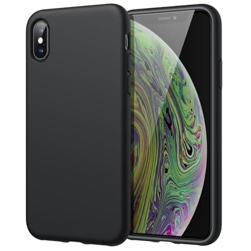 Image of JETech Silicone Case for iPhone X, iPhone XS, 5.8-Inch, Silky-soft touch Full-Body Protective Case, Shockproof cover with Microfiber Lining (Black)