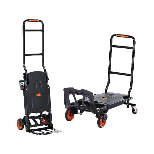 Image of VEVOR 2-in-1 Aluminum Hand Truck - 300 lbs Capacity Convertible Platform Cart and Dolly with Rubber Wheels