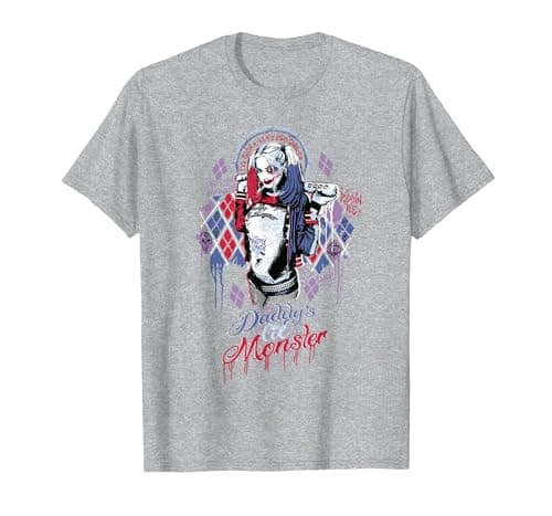 Image of DC Comics Suicide Squad Daddys Lil Monster T-Shirt, Men, Heather Grey, 5X-Large
