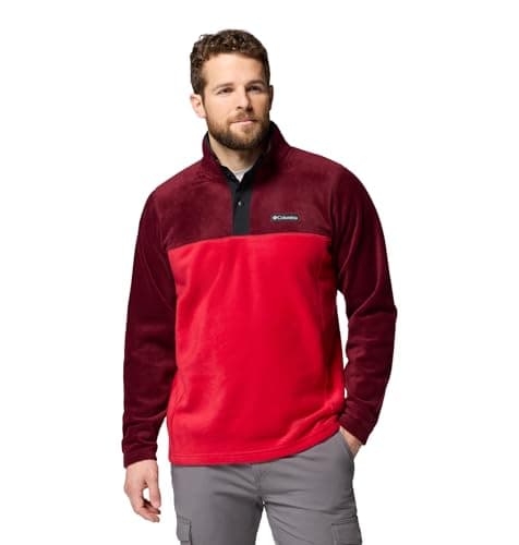 Image of Columbia Men's Steens Mountain Half Snap 2, Fleece Pull Over, Mtn Red/Rich Wine/Black, L