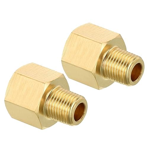 Image of sourcing map 1/8 NPT Male x 1/4 NPT Female Brass Pipe Fitting Hex Reducer Adaptor for Water Gas Transfer, 2pcs