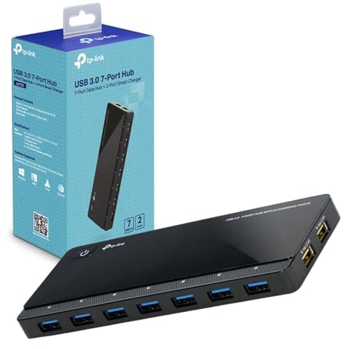 Image of TP-Link UH720 USB Hub, 7-Port Docking Station with Extra 2x 2.4A Ultra Fast Charging Ports, 10x Data Transfer Speed up to 5Gbps, 1m USB3.0 Cable, Compatible with Windows, Mac OS X and Linux systems