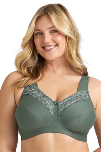 Image of Miss Mary - Broderie Anglaise, Non Wired Bras for Women, Everyday Bras, Comfortable Cotton, Supportive with Full Coverage Green