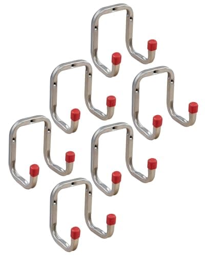 Image of Gedotec Wall Bracket – Double Wall Hooks for Hanging Galvanised Steel | Duo | Pack of 6 Tool Hooks Length: 90 mm Including Mounting Material | All-Purpose Hooks Made of Metal | Wall Mount Garage