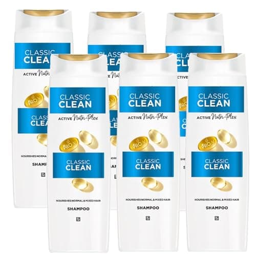 Image of Pten Classic Clean Shampoo 325ml – Daily Hair Cleanser for All Hair Types, Removes Build-Up, Leaves Hair Fresh, Soft & Manageable with Pro-V Formula (6 x Bottle)