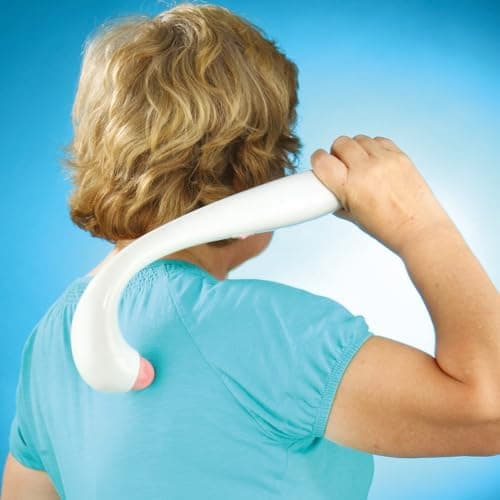 Image of Electric Vibration Knot and Neck Massager – USB or Battery Powered Pain-Relieving Long Reach Swan Shaped Deep Massage Tool for Sore Back, Neck or Shoulder Muscles – Measures L36 x W4 x D15cm