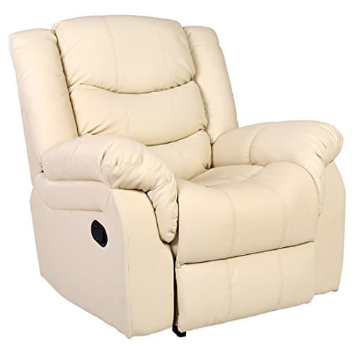 Image of More4Homes SEATTLE BONDED LEATHER RECLINER ARMCHAIR SOFA HOME LOUNGE CHAIR RECLINING GAMING (Cream)