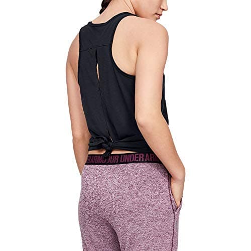 Image of Under Armour Women Whisperlight Tie Back Tank - Black/Metallic Silver (001), X-Small