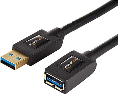 Image of Amazon Basics 2-Pack USB-A 3.0 Extension Cable, 4.8Gbps High-Speed, Male to Female Gold-Plated Connectors, 1.8 m, Black