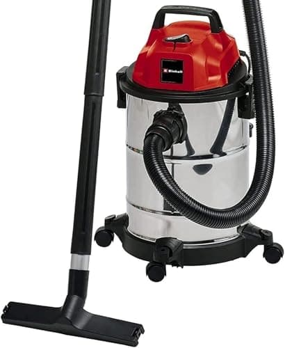 Image of Einhell Wet and Dry Vacuum Cleaner 1250W, 20L Stainless Steel Tank, Blow Connection, 4 Castors, Ø 36mm Suction Hose + Extension, Floor Nozzle, Filters TC-VC 1820 S