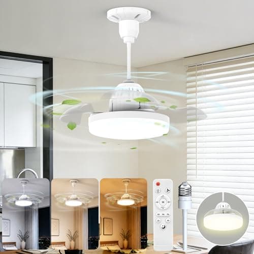 Image of GOODEA Ceiling Fans with Lights and Remote, 16 Inch E27 Retractable Ceiling Fan Light, Dimmable 30W 1500LM 3CCT 3 Speeds 2H/4H Timer, Quiet LED Fan Lights for Bedroom Kitchen Dining Room Laundry Room