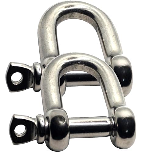 Image of 8mm D-Shackles Stainless Steel A4-Marine Grade (316) - for connecting Ropes, Anchors and Chains (Pack of 2)