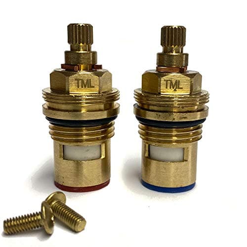 Image of Replacement Ceramic Disc Quarter Turn Tap Cartridges (Pair) 20 Teeth BSP 1/2" x 50mm Supplied with Solid Brass Screws (VR03)