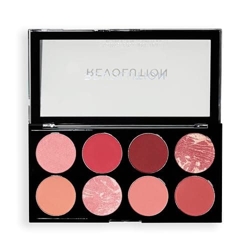 Image of Revolution, Ultra Blush Palette, 8 Pigmented Shimmer & Matte Makeup Shades, Blendable Powder Blush Formula, Vegan & Cruelty-Free, Sunset Burst, 1.6g