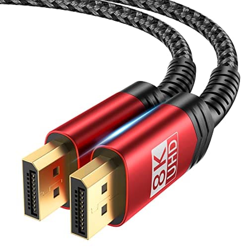 Image of JSAUX 8K DisplayPort Cable 1.4, DP Cable 3M (8K@60Hz, 2K@240Hz，4K@144Hz,32.4Gbps)，Display Port to Display Port Cable (DP to DP Cable) Compatible with Laptop PC TV Gaming Monitor-Red