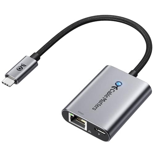 Image of Cable Matters USB C to 5GbE Ethernet Adapter with 140W PD Charging, 5 Gigabit LAN RJ45, USB4 & Thunderbolt 5/4/3, for MacBook & USBC Laptops
