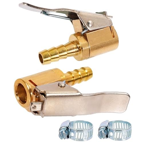 Image of Toolwiz 6mm Push-On Air Chuck Tyre Inflator, Brass Clip-On Valve Connector for Car, Bike, Motorcycle, 2 pcs