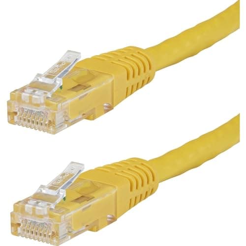 Image of StarTech.com 3ft CAT6 Ethernet Cable - Yellow CAT 6 Gigabit Ethernet Wire -650MHz 100W PoE RJ45 UTP Molded Network/Patch Cord w/Strain Relief/Fluke Tested/Wiring is UL Certified/TIA (C6PATCH3YL)