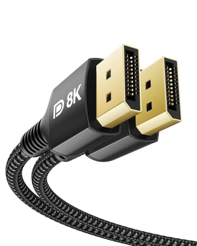 Image of Stouchi DisplayPort Cable 1.4 240Hz 2M/6.6FT DP1.4 Support 8K@60Hz 4K@60Hz/144Hz/120Hz 5K@60Hz/120hz 2K@165Hz/240Hz FreeSync G-Sync 32.4Gbps HDR10 Display Port Lead for Gaming Monitor-Black