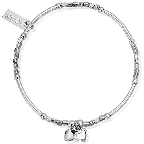 Image of ChloBo Ladies Mini Noodle Cube Double Heart Bracelet SBMNC040
