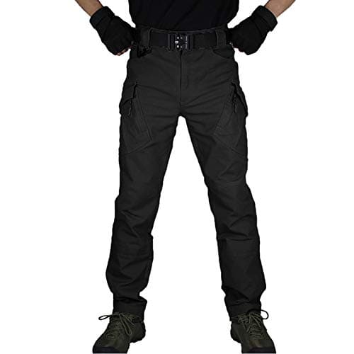 Image of zuoxiangru Men's Tactical Combat Military Trousers, Outdoor Work Cargo Casual Pants Cotton Workwear Trousers (Black, Tag XL)