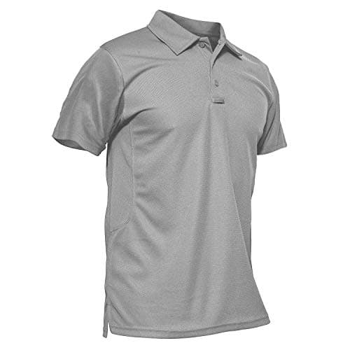 Image of KEFITEVD Mens Summer Golf Shirts Quick Dry Workout Polo Shirts Short Sleeve Breathable Polyester T-Shirts,Light Grey,M