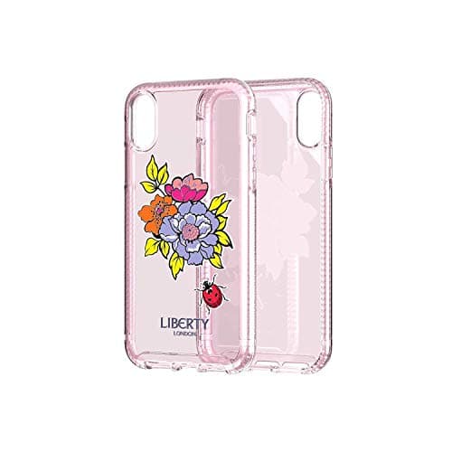 Image of Tech21 Protective Apple iPhone XR Case Ultra-Thin Back Cover with BulletShield - Pure Print Liberty Prunella - Black/Flowers