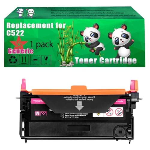 Image of Replacement C522 Toner Cartridge Compatible for Lexmark C520 C522 C524 C530 C532 C534 Printers, Up to 5000 Pages, Vivid Colors, Contains Chip (1 Pack Magenta)