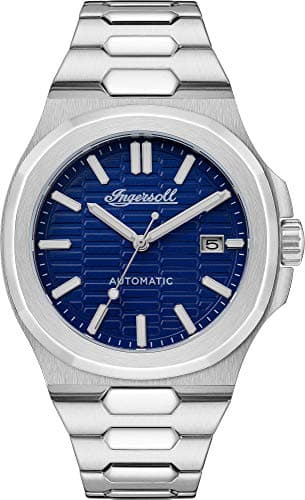 Image of Ingersoll The Catalina Mens 47mm Automatic Watch in Blue with Analogue Display, and Silver Stainless Steel Strap I11801.