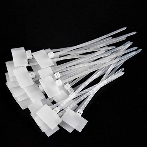 Image of 200 Pieces Cable Ties, White Self-Locking Cable Mark Ties, Writeable Desk Cable Organization, Labeled Cable Marker Binders, Cable Labels for School, Garden, Office, Wall, Car