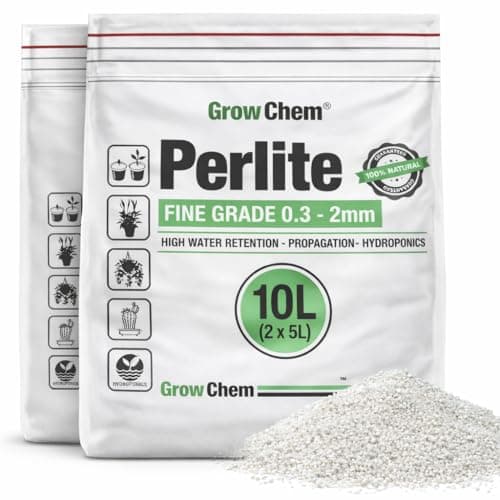 Image of Grow Chem Perlite FINE for Plants-10 Litre (2x5l) 0.3–2mm Fine Grade Seedling Mix- Premium Horticultural Perlite for Hydroponics & Propagation, Improves Drainage and Water Retention