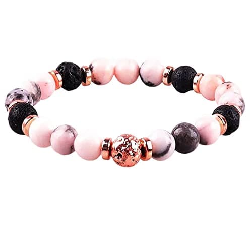 Image of BNFGD Anti Anxiety Bracelet, Pink Crystal + White Pine Natural Stone Spiritual Bracelet Healing Calming Bracelets Infinity Charm Well Gifts Stress Relief., Grey,Pink,White