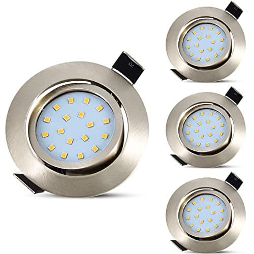 Image of Allesgute 4X LED Downlights Ultra Slim Recessed Ceiling Lights Brushed Chrome Spotlights Tilt LED Down Lights 5W 240V Cool White 6000K