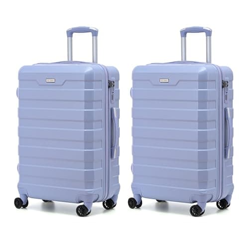 Image of RMW 2-Piece Cabin Luggage Set 20” Hard Shell Suitcases, Lightweight PC Travel Trolley Cases with TSA Lock, 4 Spinner Wheels, Durable Scratch-Resistant Carry-On Set (Purple, Cabin 20" X 2)