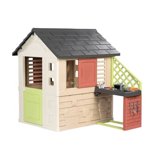 Image of SMOBY LIFE NATURE PLAYHOUSE + KITCHEN PLAYHOUSE. Indoor/outdoor sustainable play with 51% recycled material