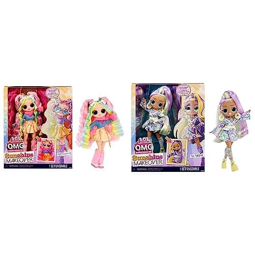 Image of LOL Surprise OMG Sunshine Makeover Fashion Doll - SUNRISE - UV Colour Change in the Sun & LOL Surprise OMG Sunshine Makeover Fashion Doll - BUBBLEGUM DJ - Includes UV Colour Change in the Sun