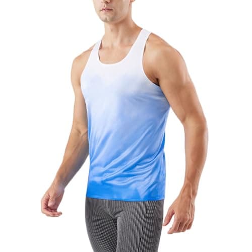 Image of Tank Top for Men Gym Sleeveless Running Quick Dry Breathable Workout Y-Back Tanks Bodybuilding Vests Sport Training Tops,Blue,M