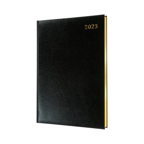 Image of Collins Management Quarto Business Week to View with Appointments 2023 Diary - Black (QB7.99-23) - Complete Business Planner, Agenda and Journal Organiser with Hardback Leather Cover